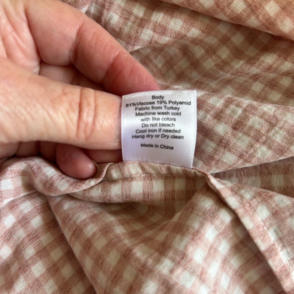 HUNTER BELL terracotta gingham Mia puff sleeve top M - Picture 6 of 7